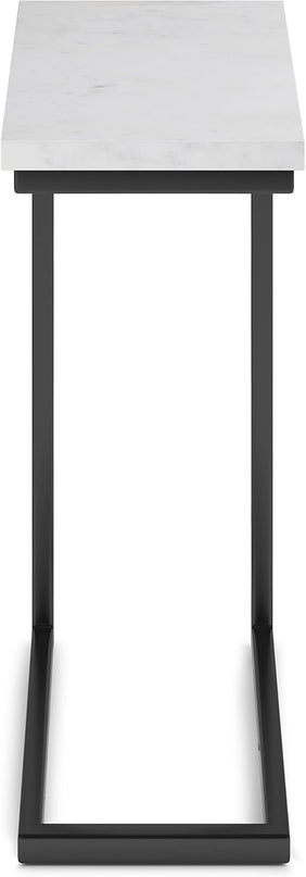 SIMPLIHOME Skyler Metal Table 18 inch Wide Metal C Side Table with Marble Top in White, Fully Assembled, for the Living Room and Bedroom - LeafyLoom