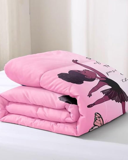 Black Girl Comforter Full Sets,Black Girl Magic Bedding Set,African American Girl Comforter Set for Kids Teens,Cute Afro Melanin Princess Toddler Bed Set - LeafyLoom