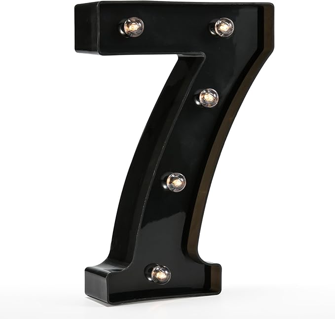 Light Up Black Alphabet Marquee Number Sign LED Marquee Number Lights Sign for Night Light Home Bar Christmas Lamp Birthday Party Wedding Decoration 7 - LeafyLoom
