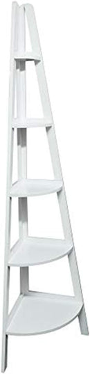 Casual Home 5-Shelf Corner Ladder Bookcase, White (Pack of 1) - LeafyLoom