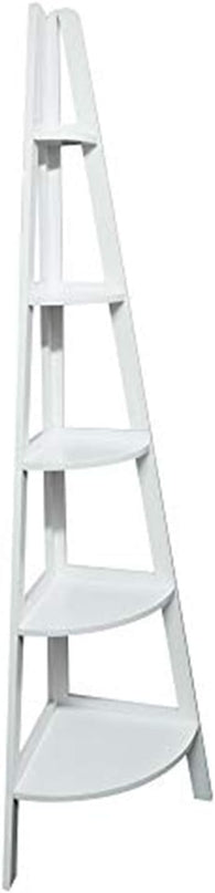 Casual Home 5-Shelf Corner Ladder Bookcase, White (Pack of 1) - LeafyLoom