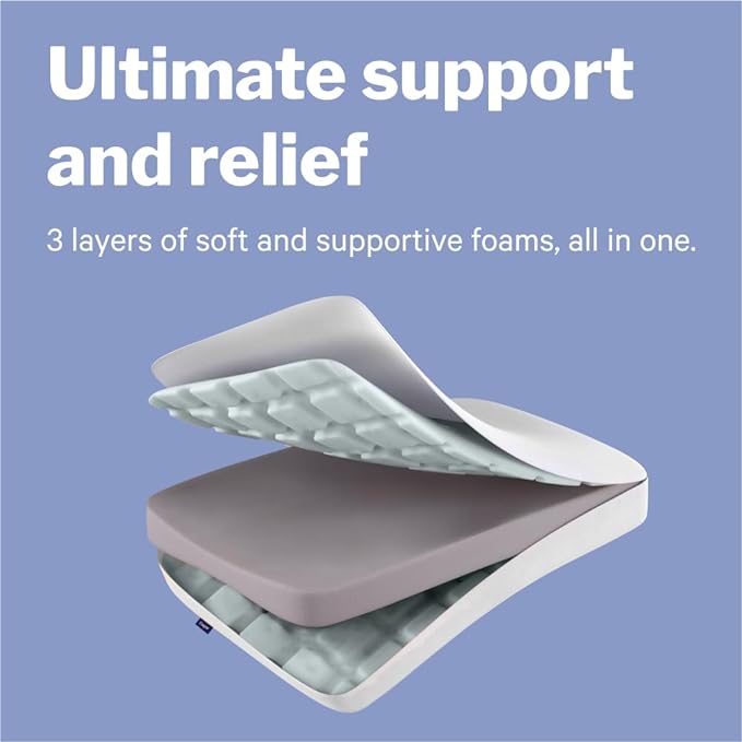 Casper Sleep Foam Pillow, Two Pack, White, King - LeafyLoom