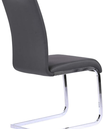 Armen Living Amanda Dining Grey faux leather with Chrome finish Kitchen & Dining Chair - Set of 2, Height - LeafyLoom