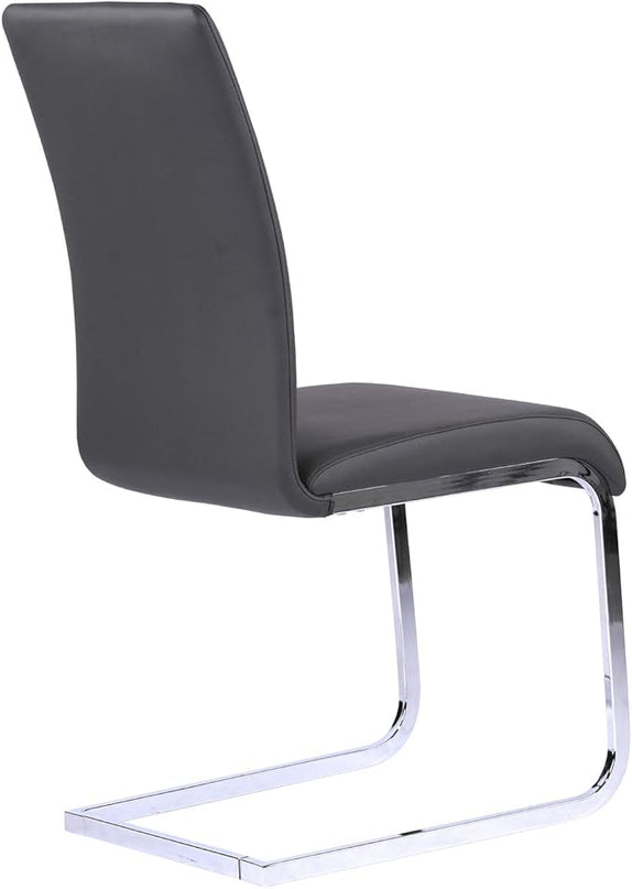 Armen Living Amanda Dining Grey faux leather with Chrome finish Kitchen & Dining Chair - Set of 2, Height - LeafyLoom