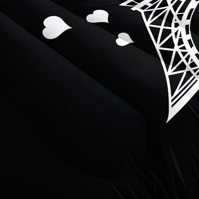 Datura home Kids Comforter Set Eiffel Tower Printed Pattern Bedding Set with 1 Comforter and 2 Pillowcases for Girls Boys Bedroom All Season(Tower1 Full) - LeafyLoom