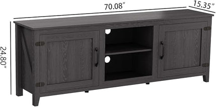 NicBex TV Stand for 60 Inch TV TV Console Table with 2 Doors and 4 Open Storage Compartments Cabinet for TV Box,Entertainment Center with Storage for Living Room,Bedroom,70.08 Inch,Black - LeafyLoom