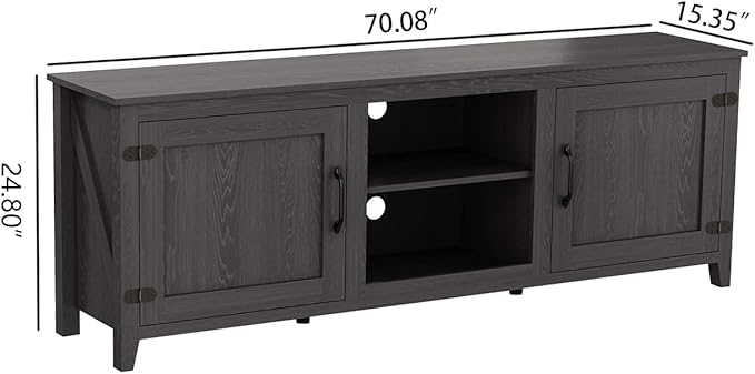 NicBex TV Stand for 60 Inch TV TV Console Table with 2 Doors and 4 Open Storage Compartments Cabinet for TV Box,Entertainment Center with Storage for Living Room,Bedroom,70.08 Inch,Black - LeafyLoom