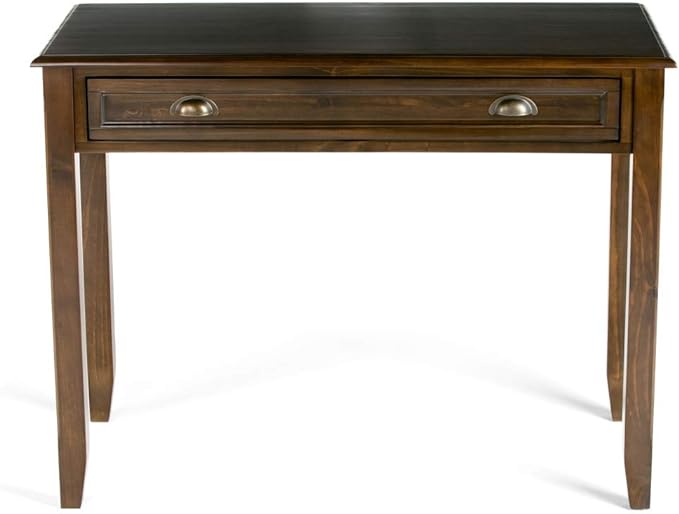 SIMPLIHOME Burlington SOLID WOOD 42 inch Wide Home Office Desk, Writing Table, Workstation, Study Table Furniture in Mahogany Brown with 1 Drawer - LeafyLoom