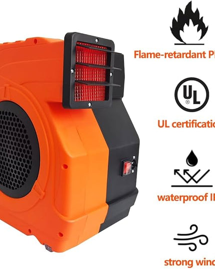 3HP Inflatable Bounce House Blower,2150W Commercial Air Blower for Large Water Slides,Inflatable Paint Booth,Castle and Jump Slides - LeafyLoom