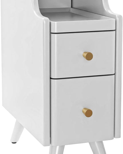 Small Nightstand, Solid Wood Nightstand with Drawers, Walnut Bedside Table for Bedroom - LeafyLoom