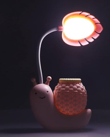 LED Desk Lamp with Pen Holder Cartoon Holder Table Lamp Multiple Function USB Charging Cute Desk Light for Students Kids(Pink) - LeafyLoom