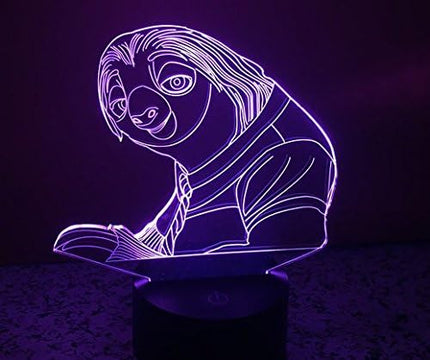 Birthday Gift Sloth Lamp - 3D Optical Illusion 2 Functions multi colors USB Charging or AA Battery - Acrylic Panel Funny Sloth Flash Light Gifts for Kids BF GF Son & Daughter - LeafyLoom