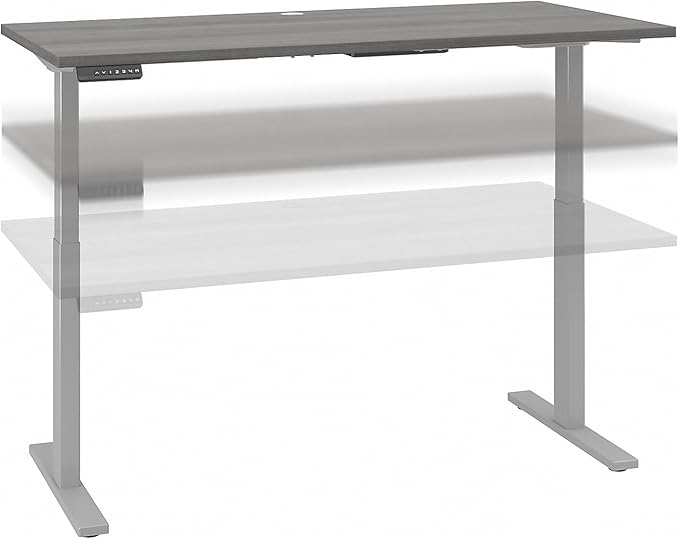Bush Business Furniture Move 60 Series Electric Ergonomic Sit-Stand Computer Table for Home and Professional Office, 60W x 30D, Platinum Gray - LeafyLoom