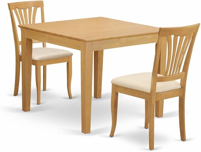 East West Furniture OXAV3-OAK-C Oxford 3 Piece Kitchen Set Contains a Square Table and 2 Linen Fabric Dining Room Chairs, 36x36 Inch - LeafyLoom