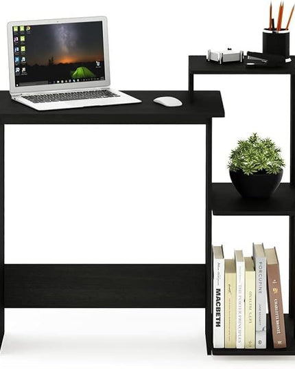 Furinno Efficient Home Laptop Notebook Computer Desk with Square Shelves, Americano/Black - LeafyLoom