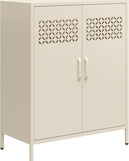 Mr. Kate Annie Short Metal 2 Door Cabinet, Parchment - LeafyLoom