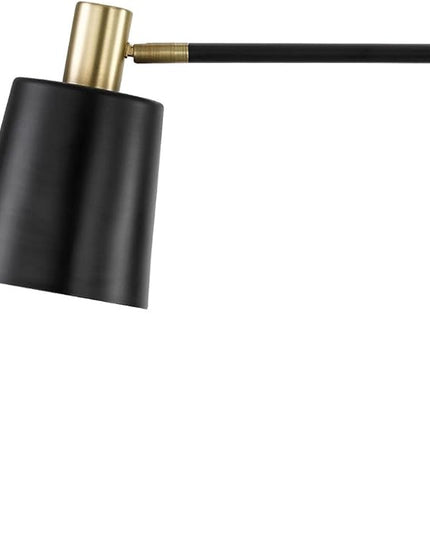 Globe Electric 12916 60" Floor Lamp, Black, Satin Finish, Gold Accents, Floor Lamp for Living Room, Floor Lamp for Bedroom, Home Improvement, Reading Lamp, Home Office Accessories, Room Décor - LeafyLoom