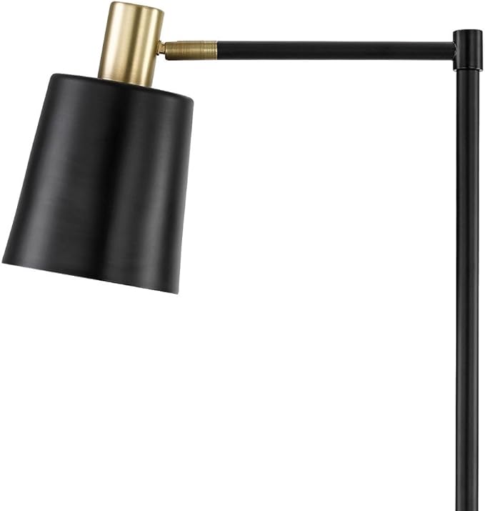 Globe Electric 12916 60" Floor Lamp, Black, Satin Finish, Gold Accents, Floor Lamp for Living Room, Floor Lamp for Bedroom, Home Improvement, Reading Lamp, Home Office Accessories, Room Décor - LeafyLoom