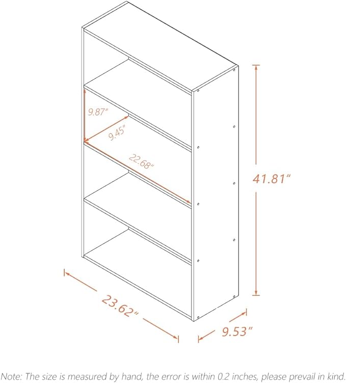 Basic Open Shelf Bookcase - 4-Tier Wooden Cube Storage Shelves Split Bookshelf, Oak - LeafyLoom