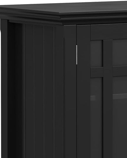 SIMPLIHOME Bedford SOLID WOOD Wide Transitional Media Stand for TVs up to 60 inches for The Living Room and Entertainment Center, 53 inch, Black - LeafyLoom