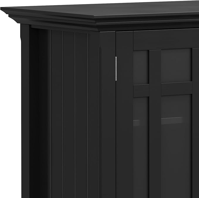 SIMPLIHOME Bedford SOLID WOOD Wide Transitional Media Stand for TVs up to 60 inches for The Living Room and Entertainment Center, 53 inch, Black - LeafyLoom