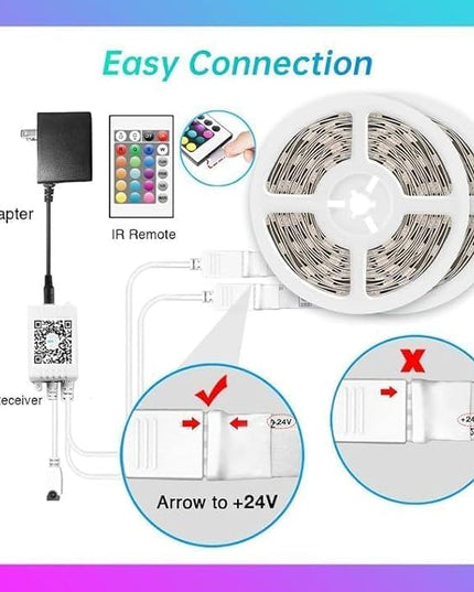 TJOY 200ft Bluetooth LED Strip Lights, Long Strip Lighting Music Sync, RGB Color Changing LED Lights for Bedroom with Remote,Smart Phone APP Control, Ceiling Living Room Decor (APP+Remote+Mic/2 Roll) TJOY