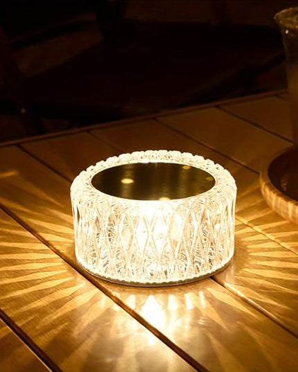Portable Crystal LED Table Lamp, 3-Levels Brightness Desk Lamp, 3 Color Touch Control Rechargeable Lamp, Night Light, Bedside Lamp,Dining Room Lamp (3 Color) - LeafyLoom