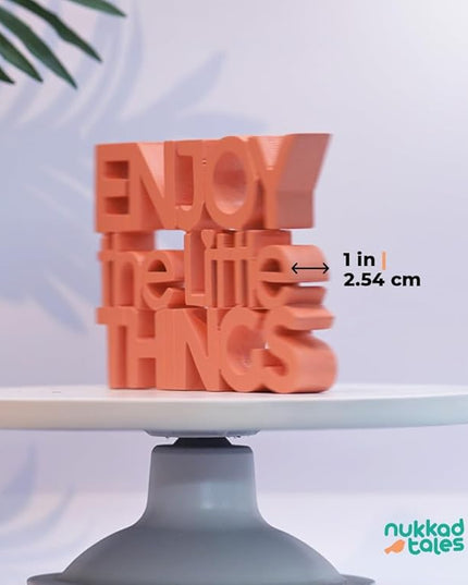 Enjoy The little things - Pink Table Decor: Perfect for Home, Office, Desk, or Shelf. Quirky Room Decoration Showpiece for Birthday, Corporate Gifts, and Inspiring Wall Decor. - LeafyLoom
