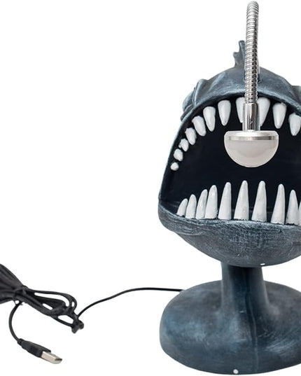 Angler fish Lamp, Lantern Fish Light, 10.5" x 10" x 5" Gothic Desk Lamp, Steampunk Style Table Lamp, LED Night Light, Book Lights, Industrial Creative Decor for Home Office Dorm - LeafyLoom