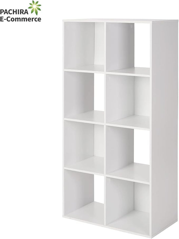 PACHIRA E-Commerce US Storage Cabinet 8-Cube, White Bookcase with Wooden Frame, Open Closet Standing Nursery Book Shelving Organizer Fits 11 Inch Storage Bin - LeafyLoom