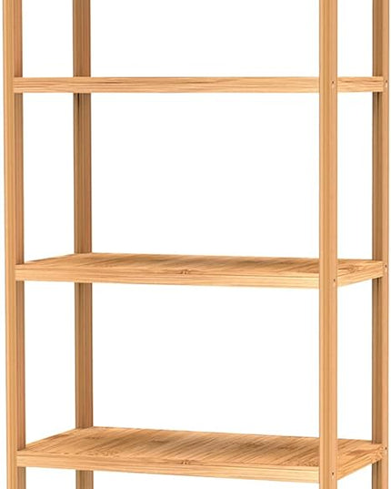 4 Tier Bamboo Shelf, Freestanding Book Shelf Bookcase Storage Rack for Bathroom Kitchen Living Room - LeafyLoom