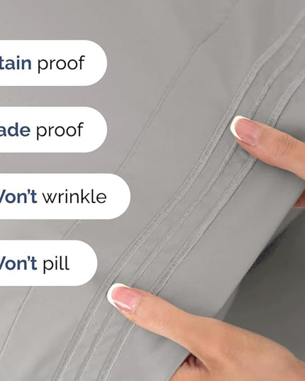 Cal King Size 4 Piece Sheet Set - Comfy Breathable & Cooling Sheets - Hotel Luxury Bed Sheets for Women & Men - Deep Pockets, Easy-Fit, Soft & Wrinkle Free Sheets - French Grey Oeko-Tex Bed Sheet Set - LeafyLoom