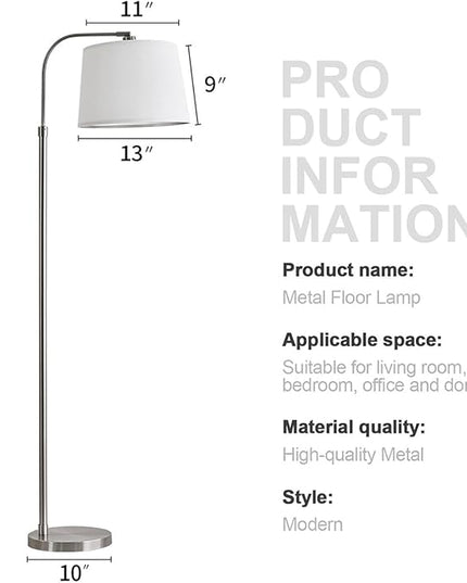 Oneach 62" Silver Floor Lamp for Living Rooms Tall Arc Standing Lamps for Bedrooms Industrial Corner Nursery Girls Kid Vintage Mid-Century Modern Reading Light Office Antique Brass Shade Lantern - LeafyLoom