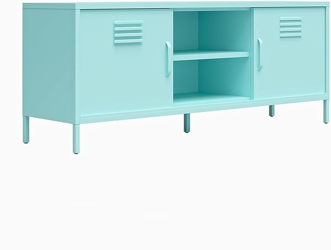 Novogratz Cache Metal Locker-Style TV Stand for TVs up to 65", Mint - LeafyLoom