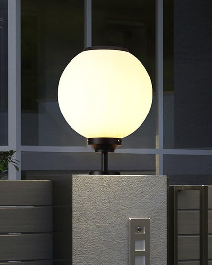 Solar Outdoor Column Lights - Aluminum Fence Pedestal Post Lamp Outdoor Vintage LED Globe Pillar Lights, IP65 Waterproof External Landscape Street Lighting Fixtures LeafyLoom