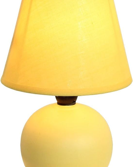 Simple Designs LT2008-YLW Mini Ceramic Globe Table Lamp with Matching Fabric Shade, Yellow - LeafyLoom