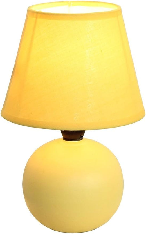 Simple Designs LT2008-YLW Mini Ceramic Globe Table Lamp with Matching Fabric Shade, Yellow - LeafyLoom