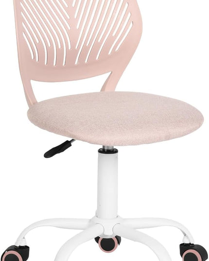 FurnitureR Writing Task Chair for Teens Boys Girls 360 Rolling Wheels Fabric Soft Pad Seat Breathable Backrest, Height Adjustable Liftup 29.5"-34.3", Morandi Pink - LeafyLoom