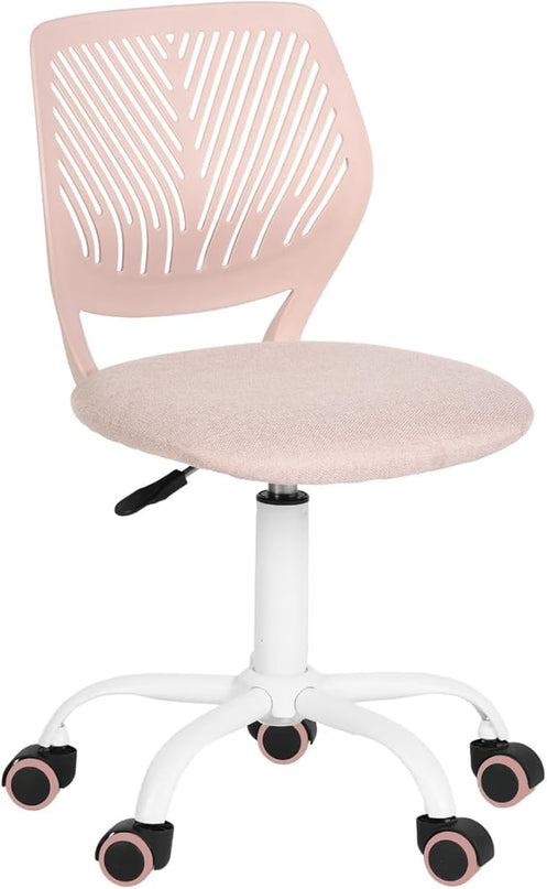 FurnitureR Writing Task Chair for Teens Boys Girls 360 Rolling Wheels Fabric Soft Pad Seat Breathable Backrest, Height Adjustable Liftup 29.5"-34.3", Morandi Pink - LeafyLoom