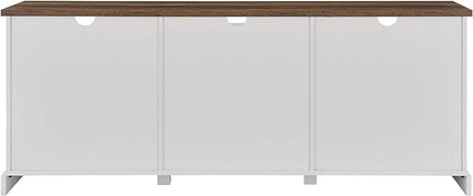 Walker Edison Corbin Modern Farmhouse Sliding X Barn Door TV Stand for TVs up to 80 Inches, 70 Inch, Reclaimed Barnwood and Brushed White - LeafyLoom