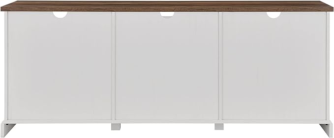 Walker Edison Corbin Modern Farmhouse Sliding X Barn Door TV Stand for TVs up to 80 Inches, 70 Inch, Reclaimed Barnwood and Brushed White - LeafyLoom