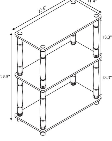Furinno Turn-N-Tube 3-Tier Compact Multipurpose Shelf Display Rack with Classic Tube, Black/Grey - LeafyLoom
