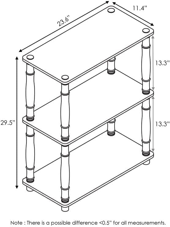 Furinno Turn-N-Tube 3-Tier Compact Multipurpose Shelf Display Rack with Classic Tube, Black/Grey - LeafyLoom