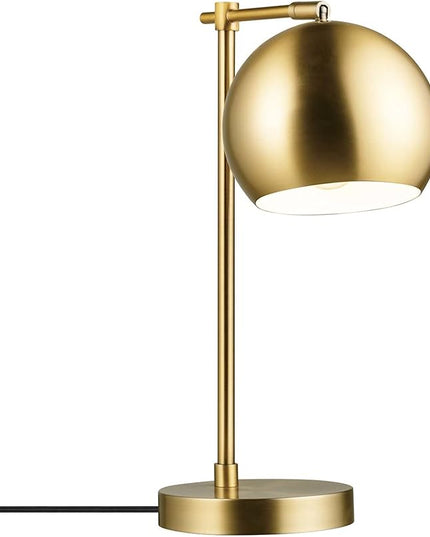 Globe Electric 52915 Molly 18" Desk Lamp, Matte Brass, Black Fabric Cord, in-Line On/Off Rocker Switch, Title 20 LED Bulb Included - LeafyLoom