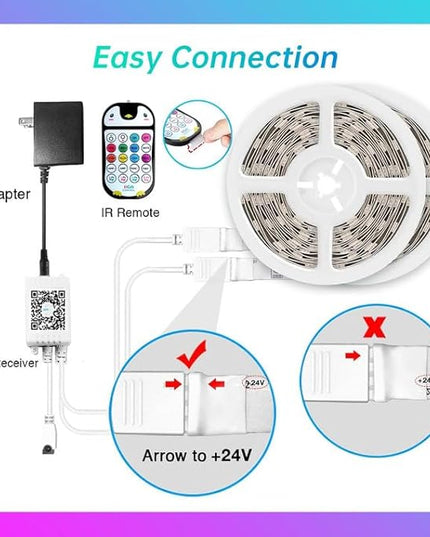 TJOY 100ft Kids Bluetooth LED Strip Lighting, Color Changing Lights for Bedroom, Music Sync RGB Tape Lighting with Child Remote, LED Lights for Room Decor Aesthetic Indoor(50ftx2) TJOY