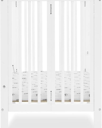 Delta Children Mia Portable Folding Mini Crib with 1.5-Inch Mattress - Greenguard Gold Certified, Bianca White - LeafyLoom