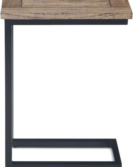 SIMPLIHOME Skyler Solid Mango Wood and Metal 18 inch wide Rectangle End Table C Side Table in Beach Brown, Fully Assembled, for the Living Room and Bedroom - LeafyLoom