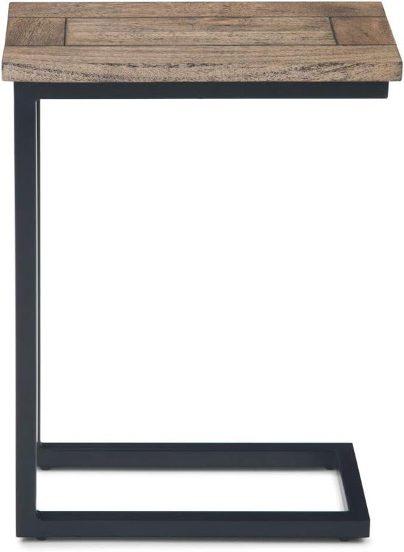 SIMPLIHOME Skyler Solid Mango Wood and Metal 18 inch wide Rectangle End Table C Side Table in Beach Brown, Fully Assembled, for the Living Room and Bedroom - LeafyLoom