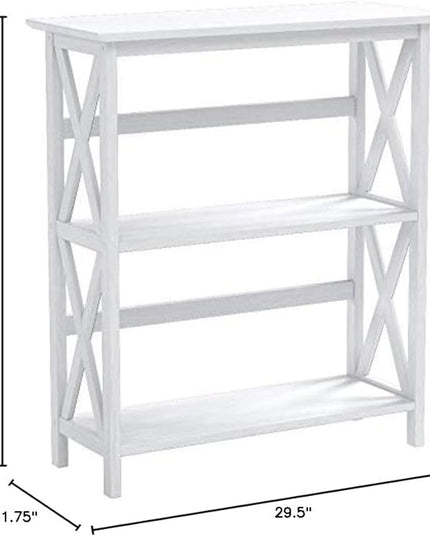 Casual Home 3-Shelf Montego Bookcase, White - LeafyLoom