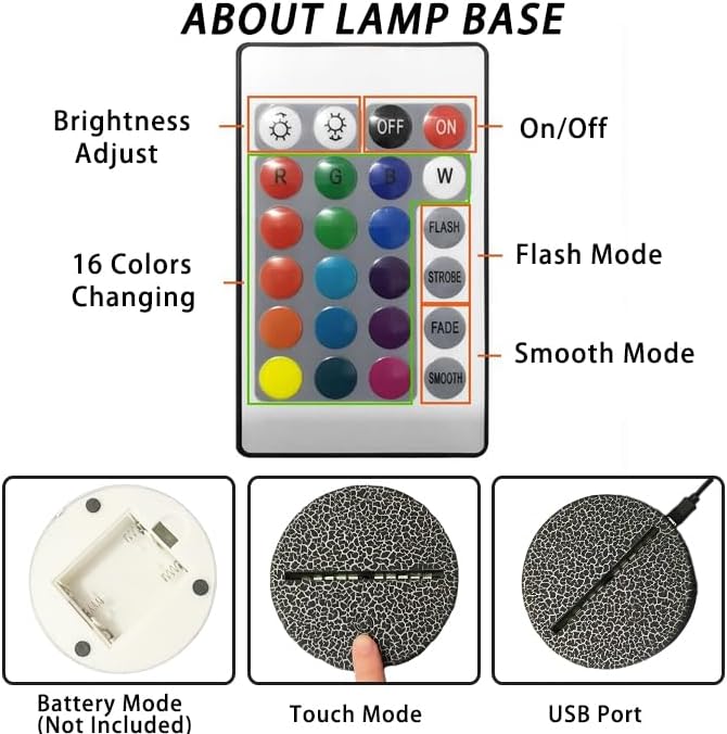 Guitar 3D Night Light Illusion Lamp,16 Color Changing with Remote Control,Bedroom Decor Xmas Birthday for Musical Lover Men Women Family, Friends - LeafyLoom